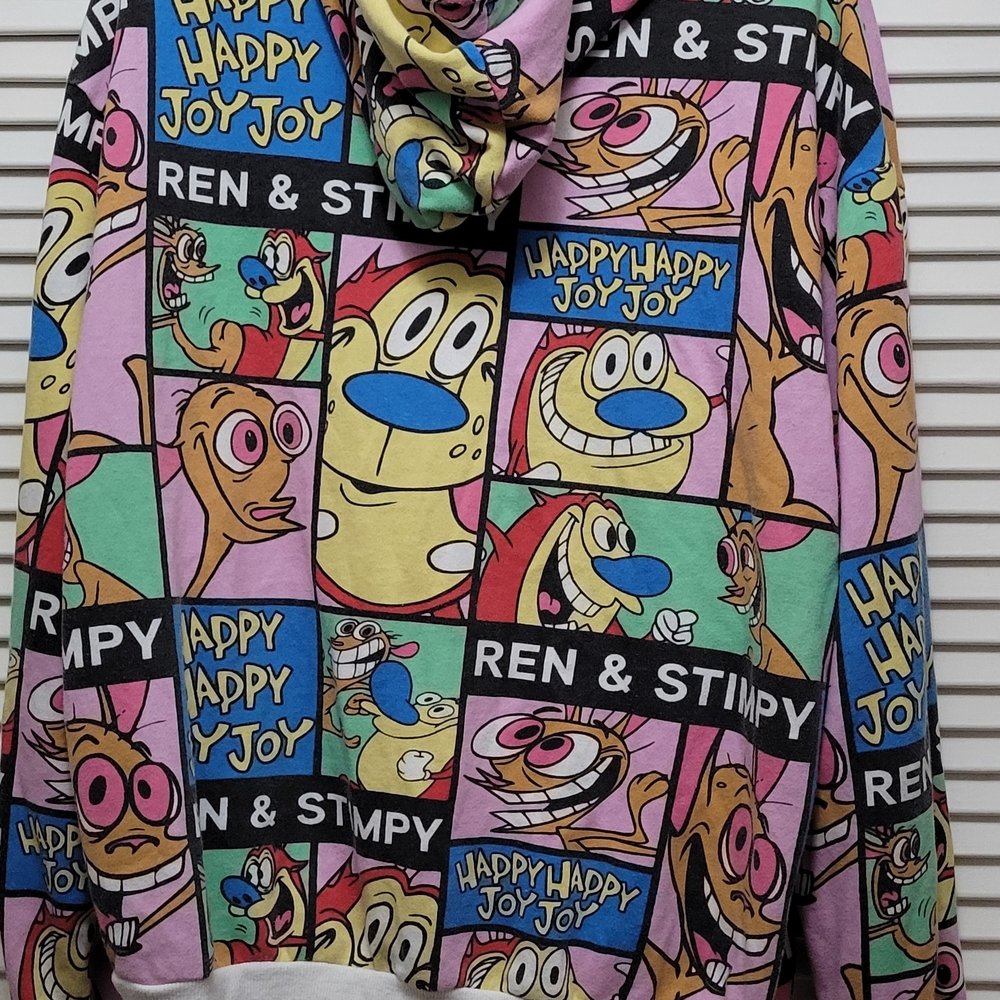 Ren And Stimpy Nickelodeon White Crewneck Hoodie Fleece - Picture 10 of 11